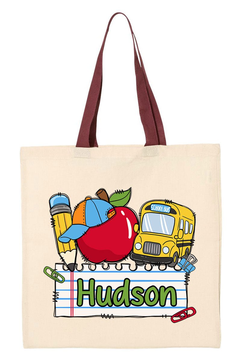 Personalized Back-To-School Name Tag Boy Medium Canvas Tote *Enter Kid's Name - Wholesale Accessory Market