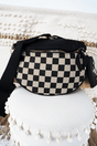 Zenana Weekend Trip Black Checkered Crescent Bag - Wholesale Accessory Market