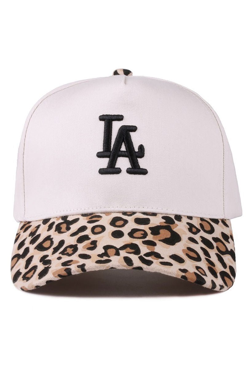 Zenana Embroidered 'LA' Leopard Two - Tone Cap - Wholesale Accessory Market