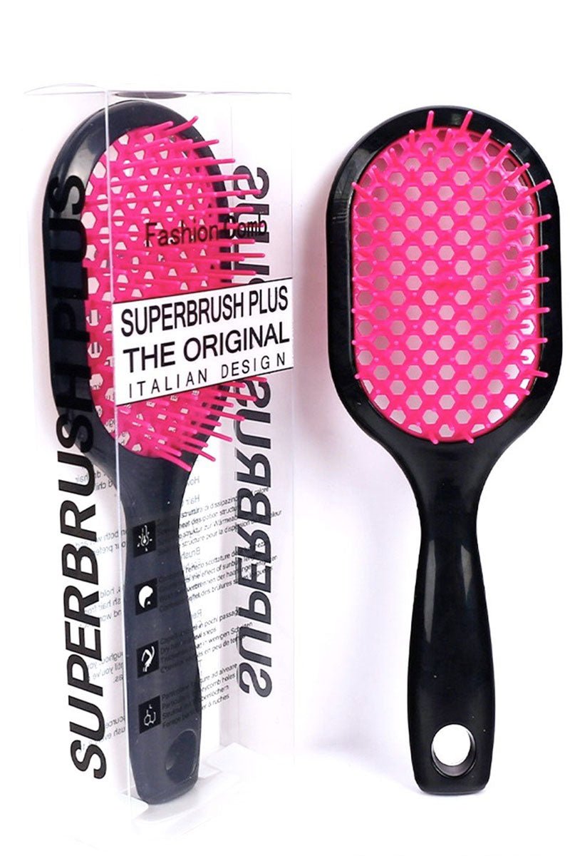 Zenana Black and Fuchsia Superbrush Plus Detangling Hair Comb - Wholesale Accessory Market