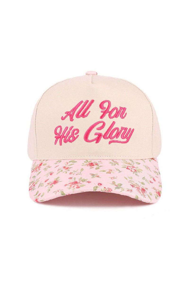 Zenana Embroidered All For His Glory Floral Two - Tone Cap - Wholesale Accessory Market