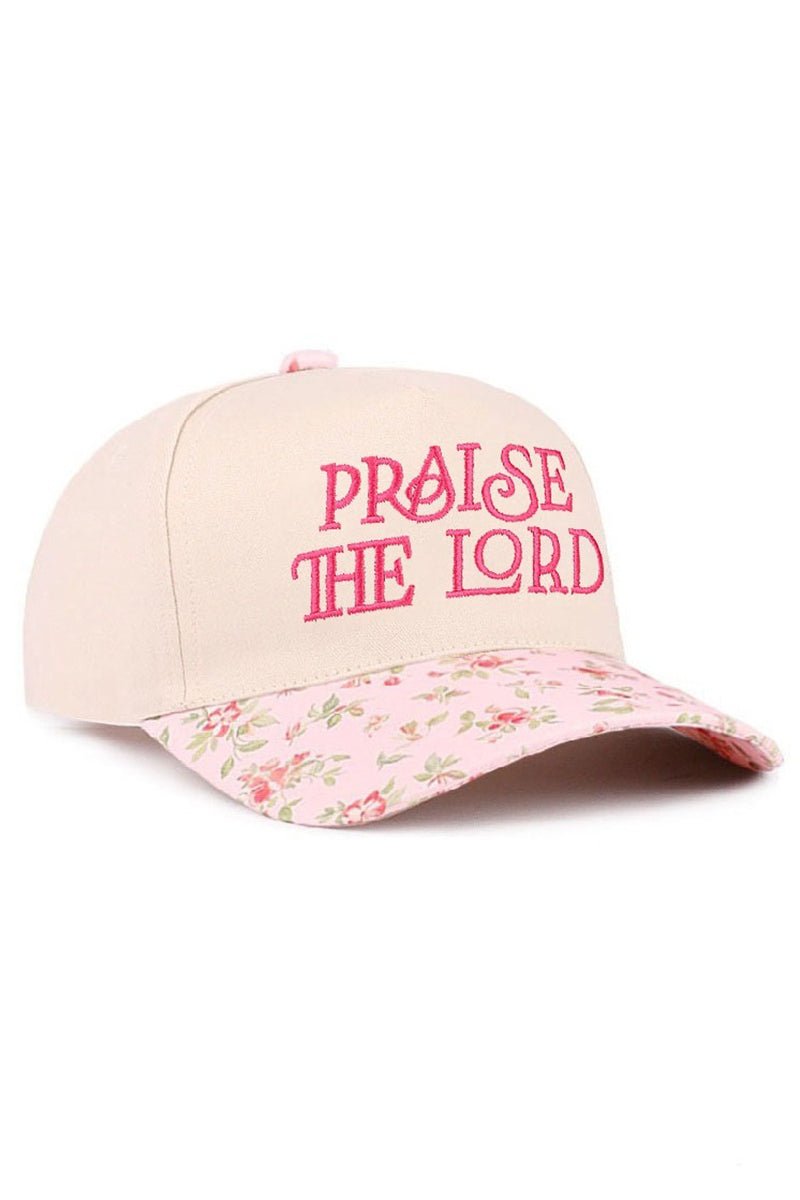 Zenana Embroidered Praise The Lord Floral Two - Tone Cap - Wholesale Accessory Market
