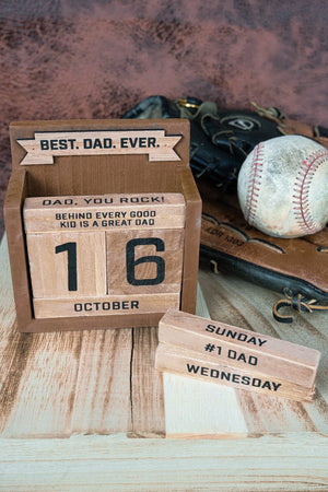 4.75 x 4.25 'Best. Dad. Ever.' Wrench Wood Tabletop Perpetual Calendar - Wholesale Accessory Market