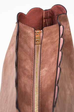 NGIL Blush Pink Faux Leather Sabina Scalloped Crossbody Tote - Wholesale Accessory Market