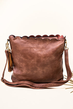 NGIL Blush Pink Faux Leather Sabina Scalloped Crossbody Tote - Wholesale Accessory Market
