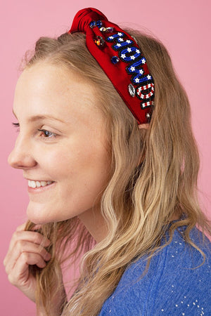 Patriotic 'Howdy' Seed Bead Knotted Headband - Wholesale Accessory Market