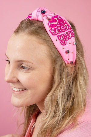 Pink 'Let's Go Girls' Knotted Headband - Wholesale Accessory Market