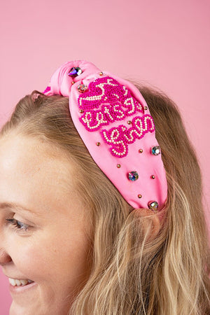 Pink 'Let's Go Girls' Knotted Headband - Wholesale Accessory Market