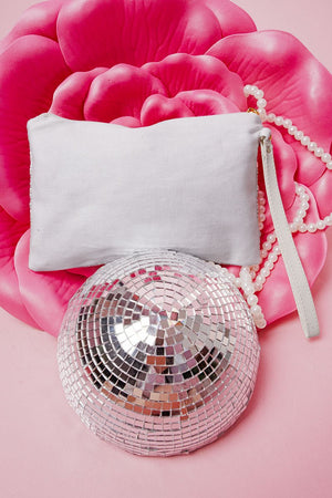 Bach & Boujee Pink Striped Seed Bead Wristlet Coin Purse - Wholesale Accessory Market