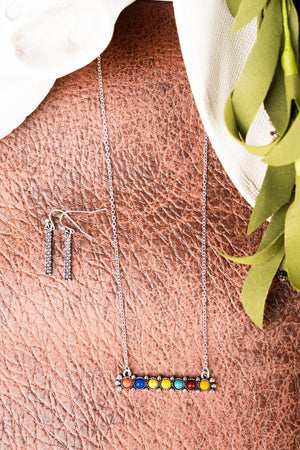 Multi Big Falls Bar Necklace and Earring Set - Wholesale Accessory Market