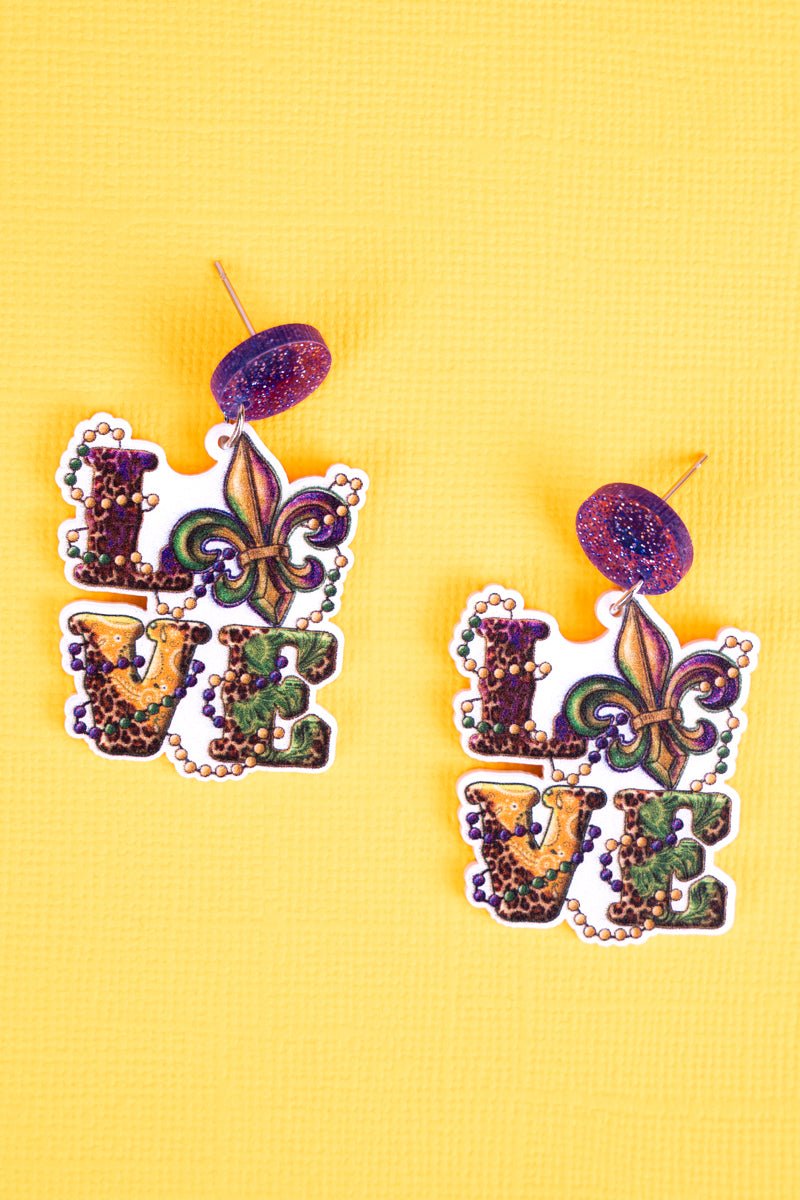 Mardi Gras Love Earrings - Wholesale Accessory Market