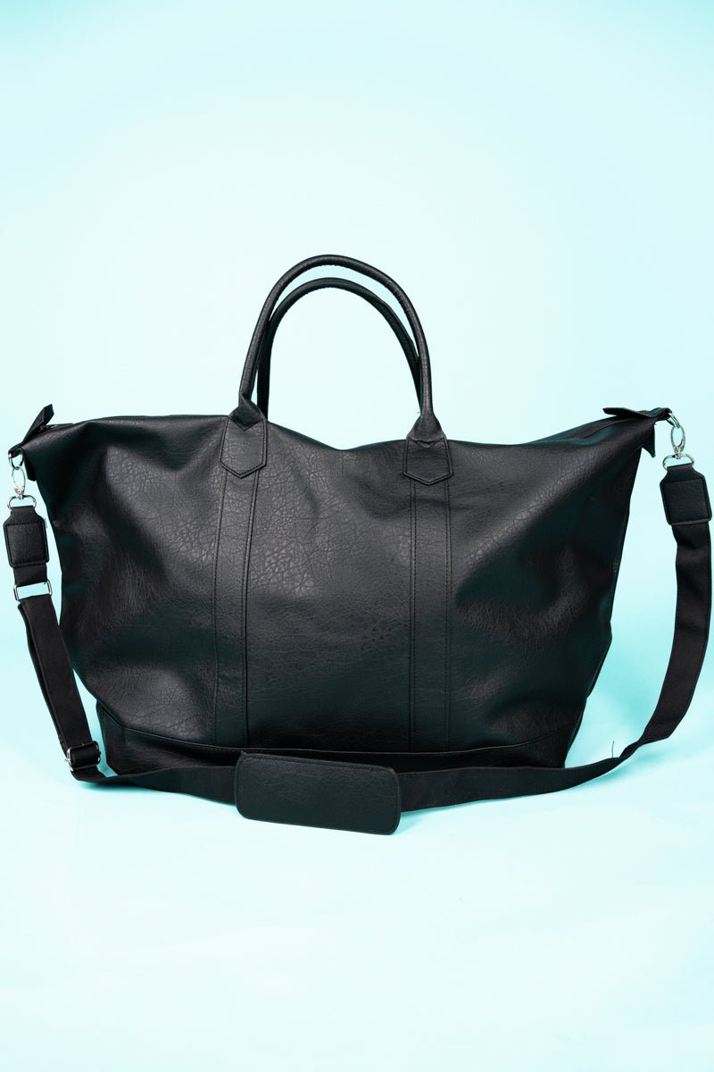 NGIL Black Faux Leather Weekender - Wholesale Accessory Market
