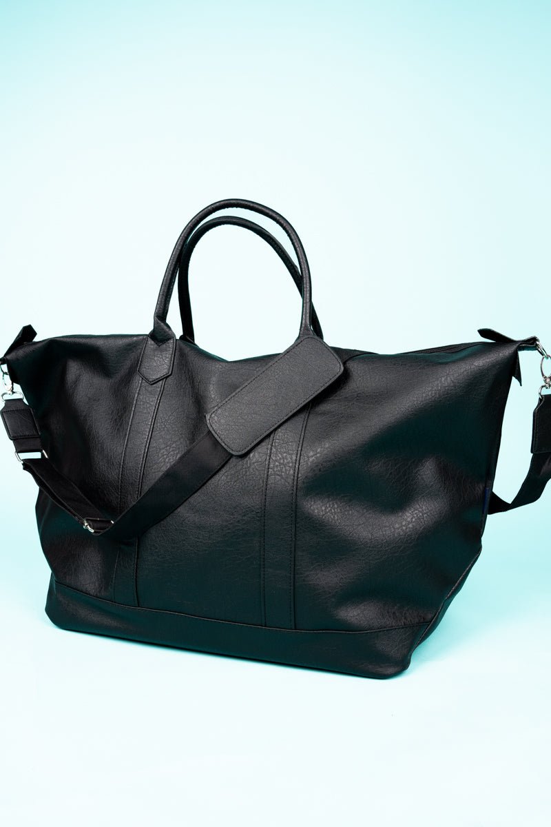 NGIL Black Faux Leather Weekender - Wholesale Accessory Market