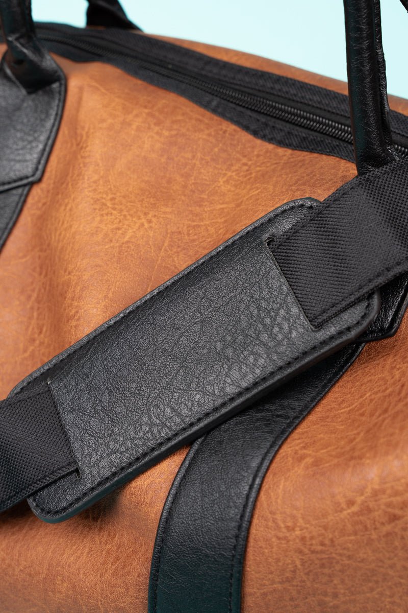 NGIL Light Brown Faux Leather Weekender - Wholesale Accessory Market