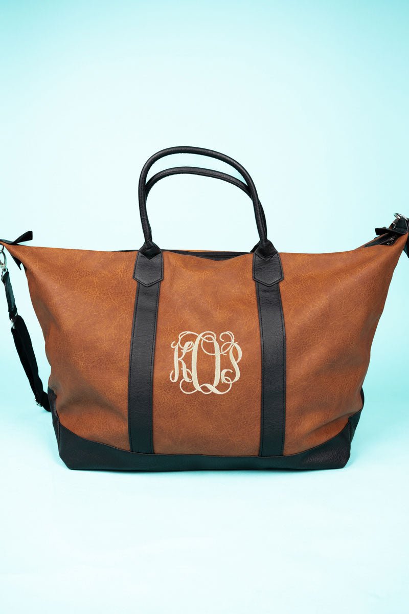 NGIL Light Brown Faux Leather Weekender - Wholesale Accessory Market