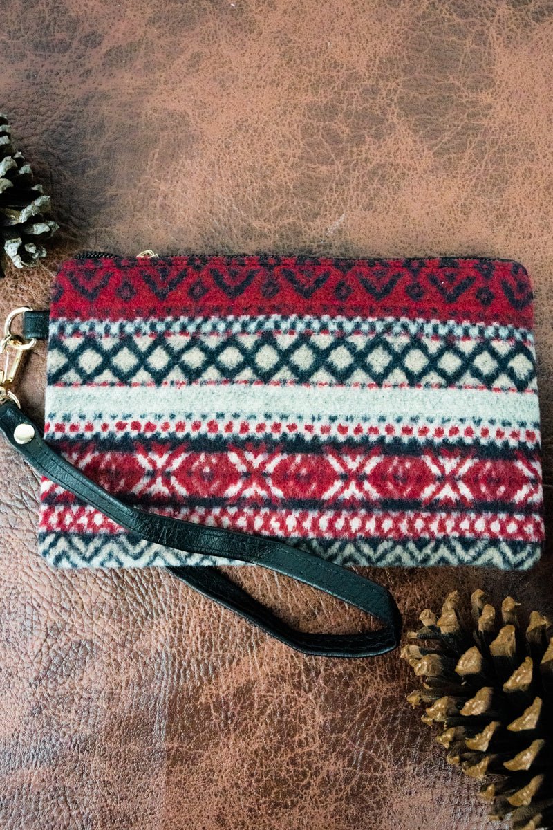 35% OFF! Nordic Winter Wristlet Pouch, Burgundy - Wholesale Accessory Market