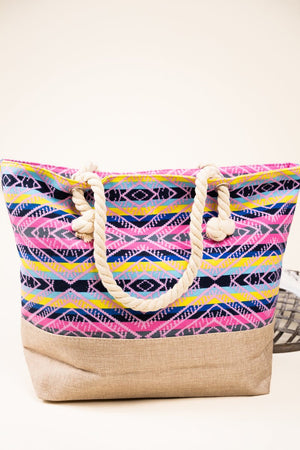 Pink Sabino Canyon with Jute Beach Tote - Wholesale Accessory Market