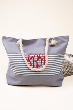 Gray Coastal Cabana Beach Tote - Wholesale Accessory Market