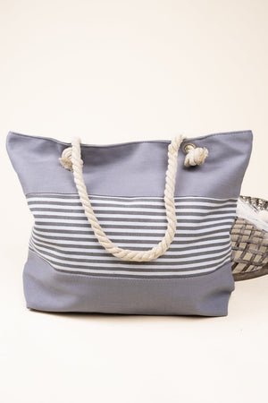 Gray Coastal Cabana Beach Tote - Wholesale Accessory Market