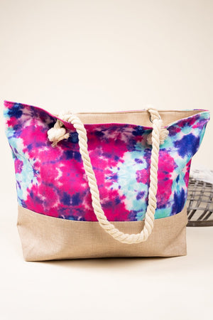 Blue San Francisco Bay Jute Trimmed Beach Tote - Wholesale Accessory Market
