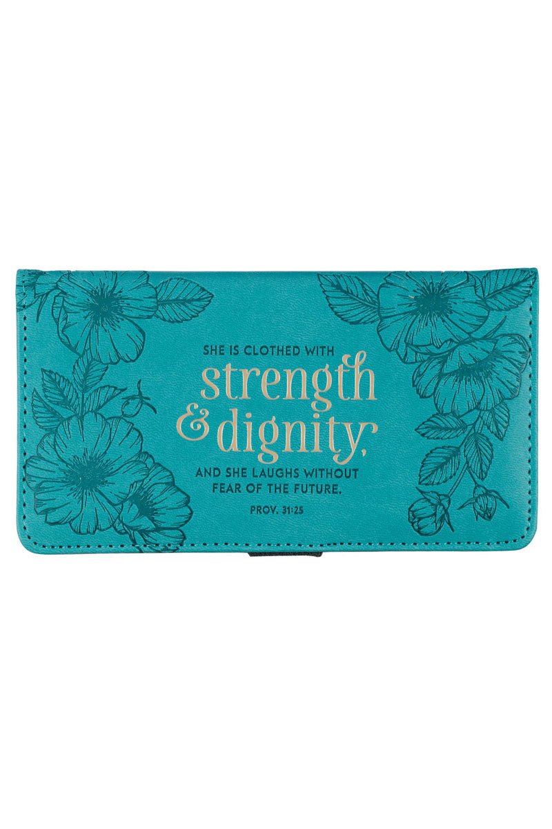Strength & Dignity Teal LuxLeather Checkbook Cover - Wholesale Accessory Market