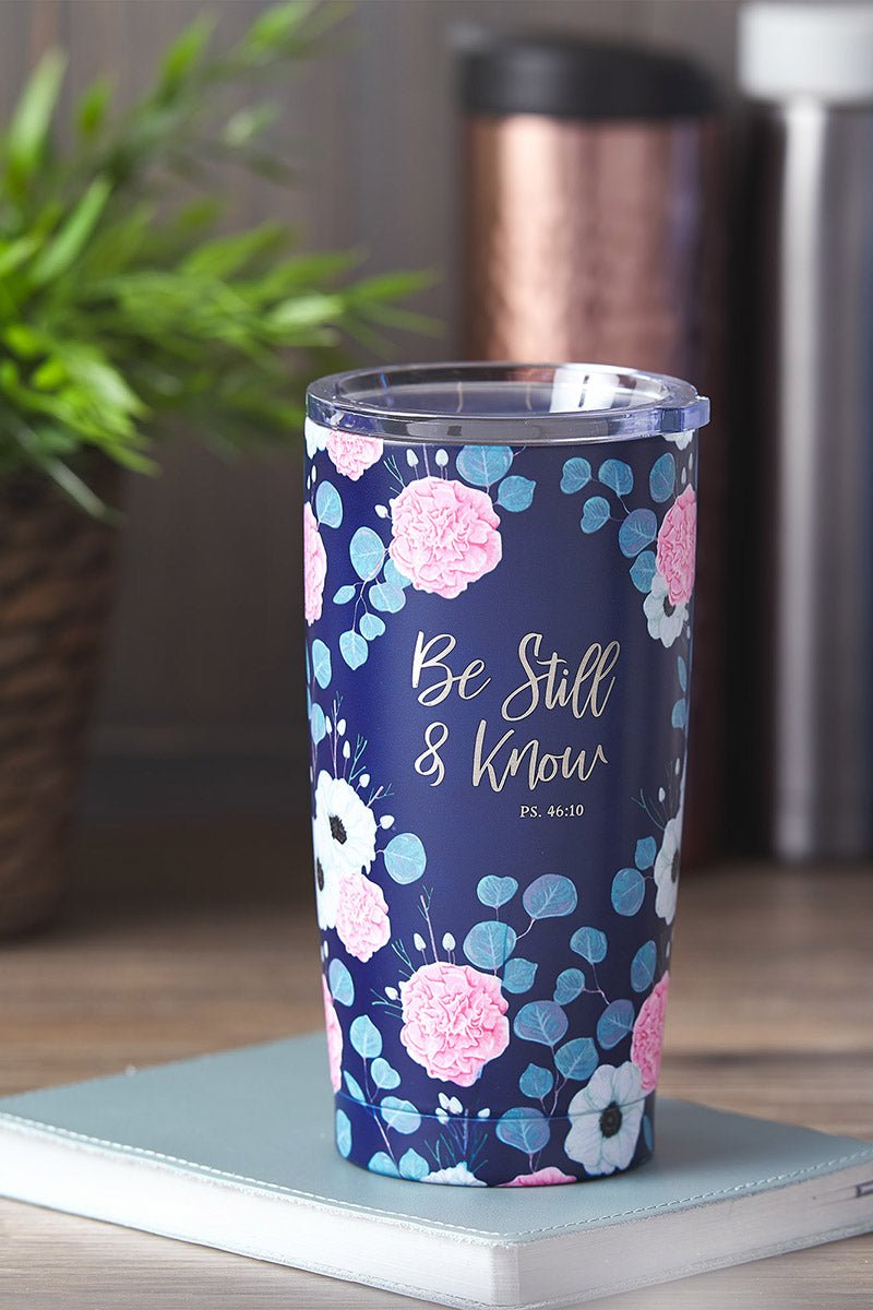 Psalm 46:10 'Be Still & Know' Floral Travel Mug - Wholesale Accessory Market