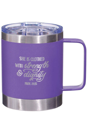 Strength & Dignity Purple Stainless Steel Travel Campfire Mug - Wholesale Accessory Market