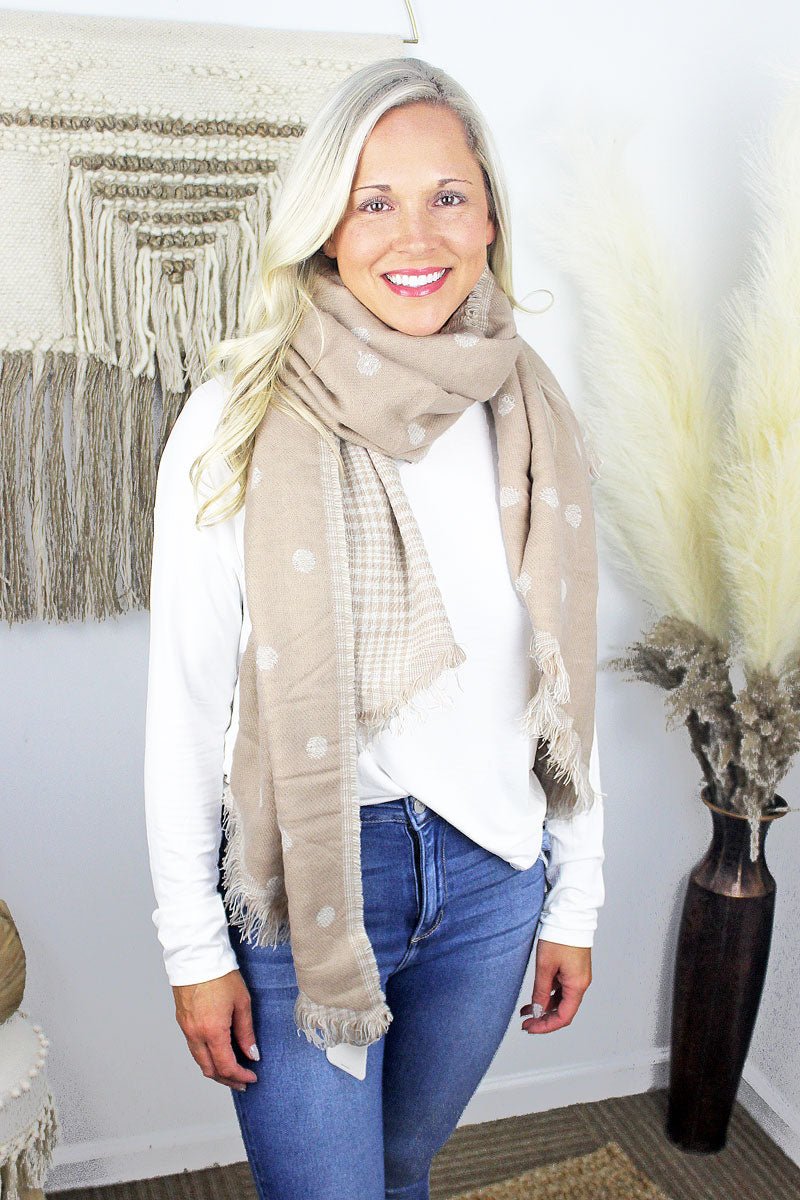 Be Clever Glen Ellyn Bias Scarf, Beige - Wholesale Accessory Market