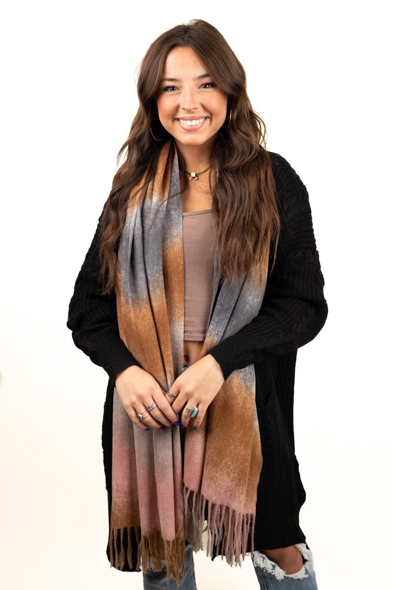 Be Clever Seattle Skyline Long Scarf, Beige - Wholesale Accessory Market