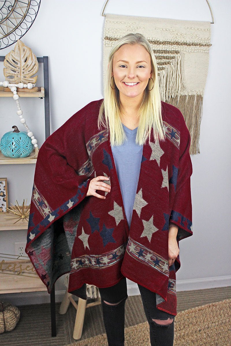 Be Clever Written In The Stars Ruana, Red - Wholesale Accessory Market