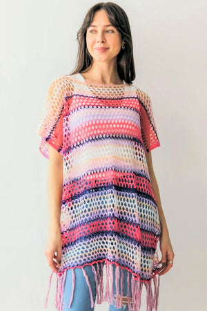 Coasting Through Poncho Top, Pink - Wholesale Accessory Market