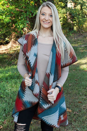 L.I.B. New York Pueblo Canyon Vest, Teal - Wholesale Accessory Market