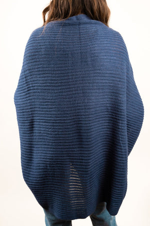 L.I.B. New York Willow Creek Knit Shrug Cardigan, Dark Blue - Wholesale Accessory Market