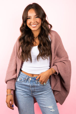 L.I.B. New York Willow Creek Knit Shrug Cardigan, Dark Pink - Wholesale Accessory Market