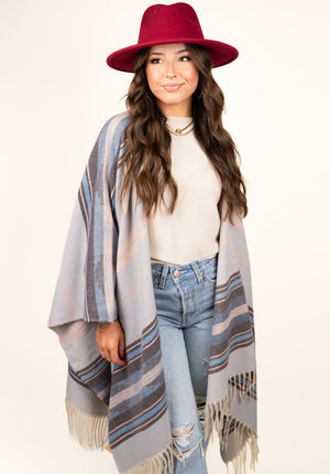 L.I.B. New York Madera Morning Wrap, Light Gray - Wholesale Accessory Market