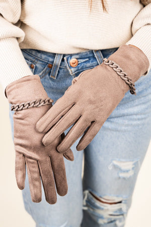 L.I.B. New York One Pair The Vivian Smart Touch Gloves, Taupe - Wholesale Accessory Market