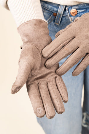 L.I.B. New York One Pair The Vivian Smart Touch Gloves, Taupe - Wholesale Accessory Market