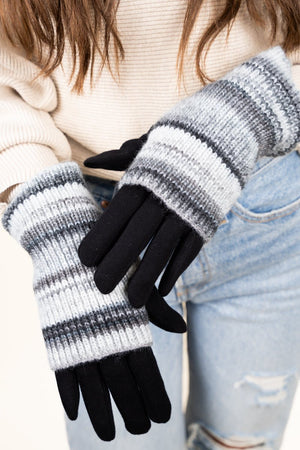 L.I.B. New York One Pair Winter Rush 3-In-1 Gloves, Black - Wholesale Accessory Market