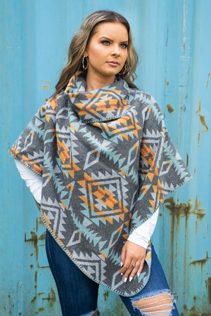 L.I.B. New York Lake Abilene Poncho, Gray - Wholesale Accessory Market