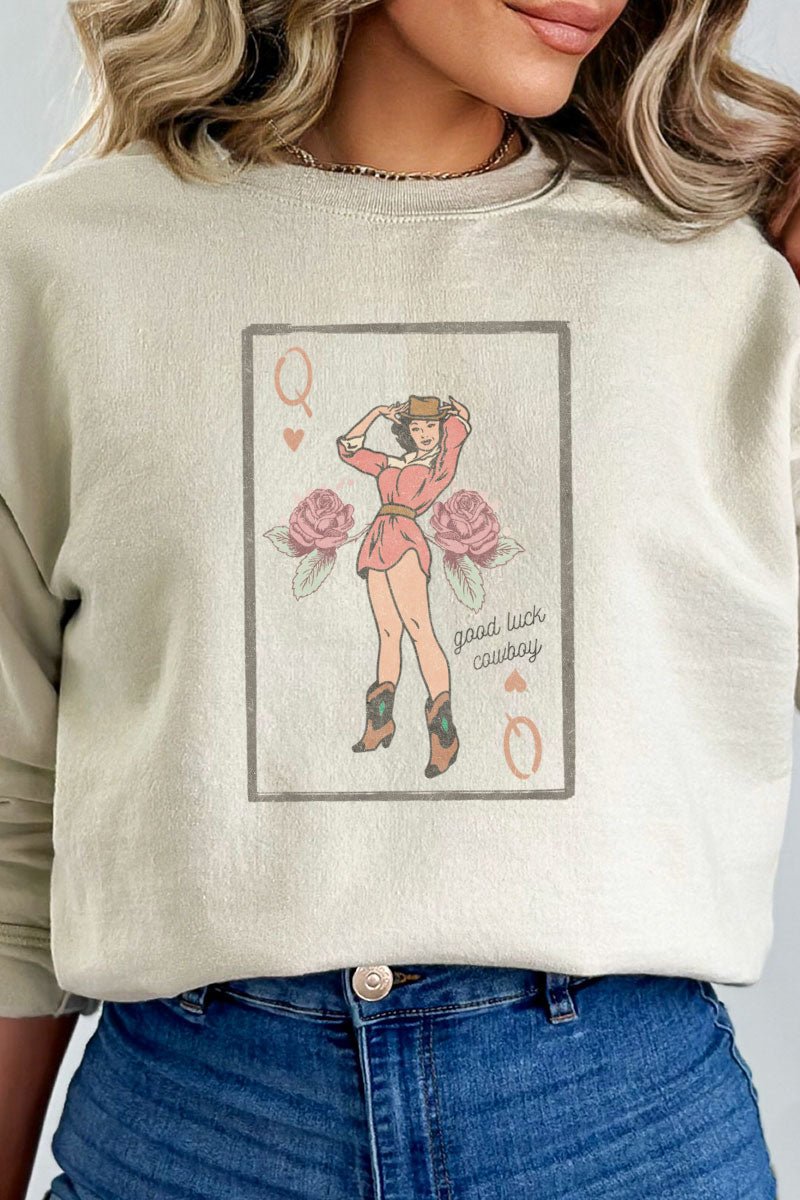 Good Luck Cowboy Heavy-weight Crew Sweatshirt - Wholesale Accessory Market