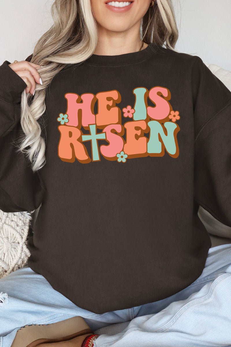 Groovy He Is Risen Heavy-weight Crew Sweatshirt - Wholesale Accessory Market