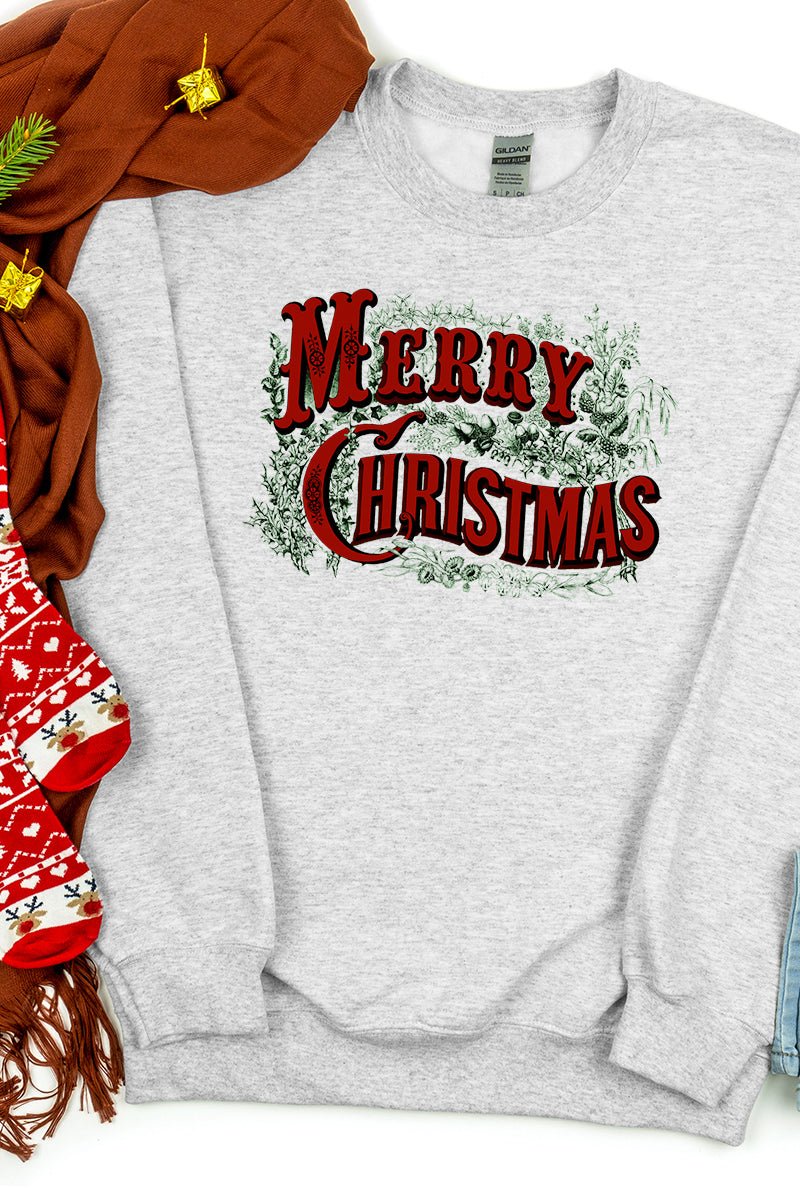 Vintage Merry Christmas Heavy-weight Crew Sweatshirt - Wholesale Accessory Market