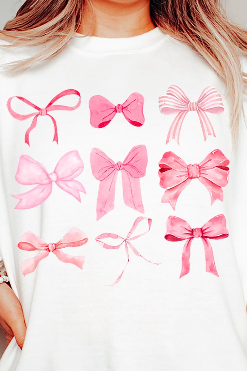 Coquette Pink Ribbons Heavy-weight Crew Sweatshirt - Wholesale Accessory Market