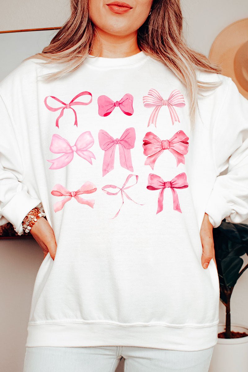 Coquette Pink Ribbons Heavy-weight Crew Sweatshirt - Wholesale Accessory Market
