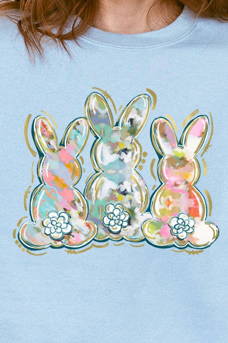 Watercolor Bunny Trio Heavy-weight Crew Sweatshirt - Wholesale Accessory Market