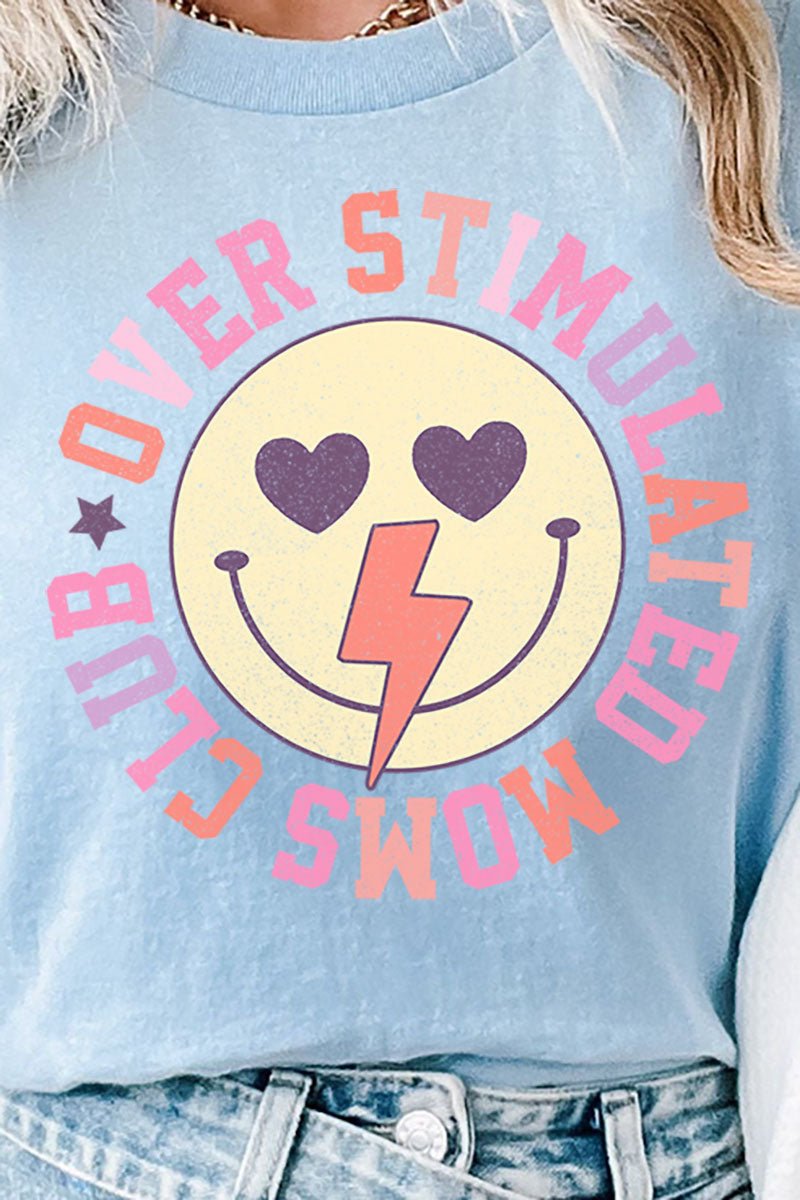 Colorful Overstimulated Moms Club Short Sleeve Relaxed Fit T-Shirt - Wholesale Accessory Market