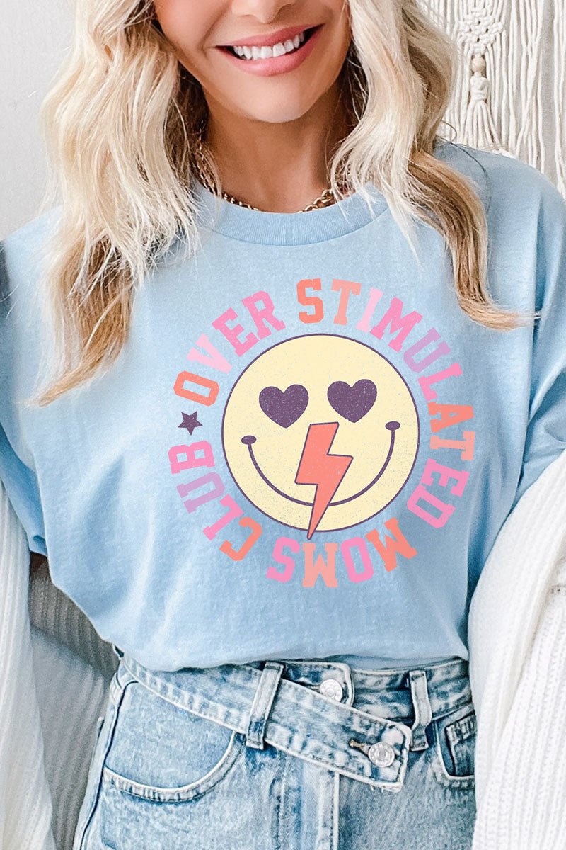 Colorful Overstimulated Moms Club Short Sleeve Relaxed Fit T-Shirt - Wholesale Accessory Market