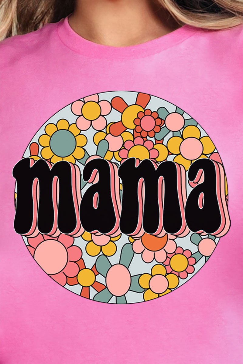 Circle Retro Flower Mama Short Sleeve Relaxed Fit T-Shirt - Wholesale Accessory Market