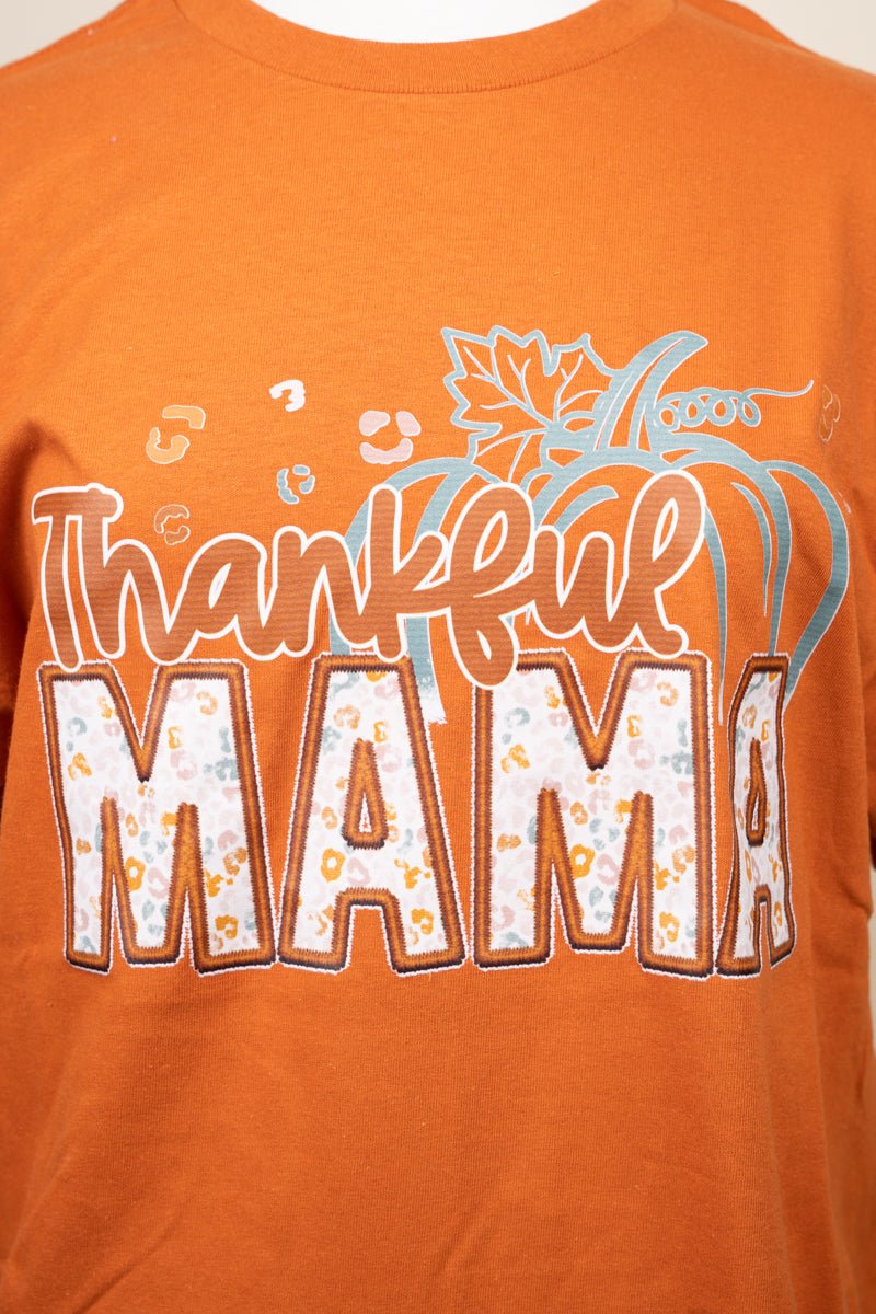 Thankful Mama Faux Embroidery Short Sleeve Relaxed Fit T-Shirt - Wholesale Accessory Market