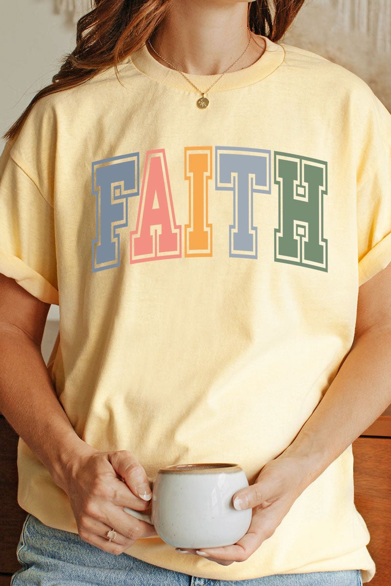 Colorful Arched Faith Short Sleeve Relaxed Fit T-Shirt - Wholesale Accessory Market